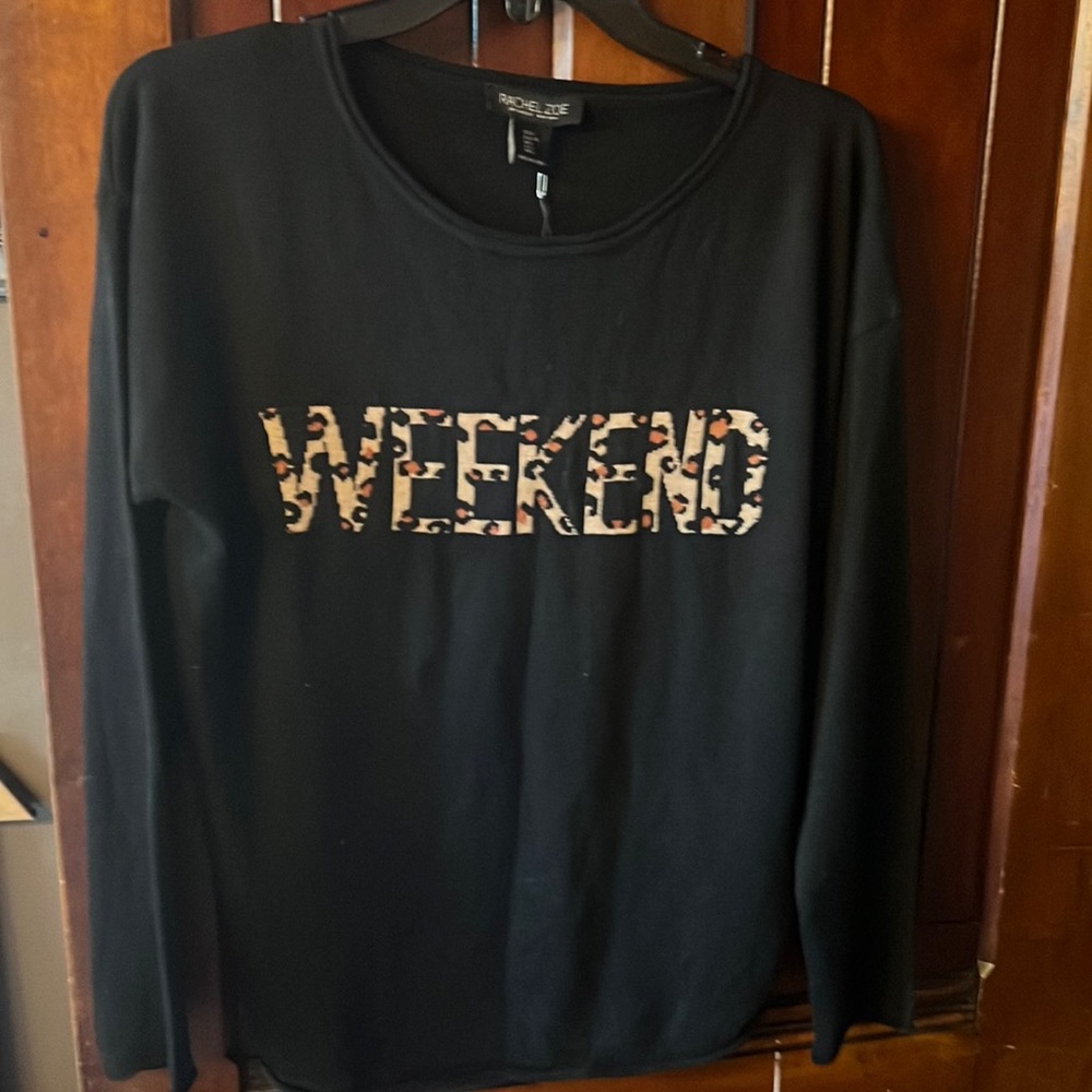 Rachel Zoe weekend sweater black and leopard new with  tags - Picture 6 of 7